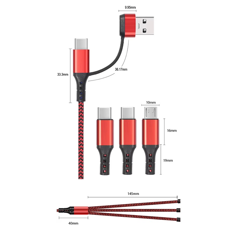 5 In 1 Charging Cable 15w Fast Charge Multi Device Lightning Type C Micro Usb Nylon Braided Durable Travel Cable 1.2m Multi Charger Cord Wq16831773 Widq.com