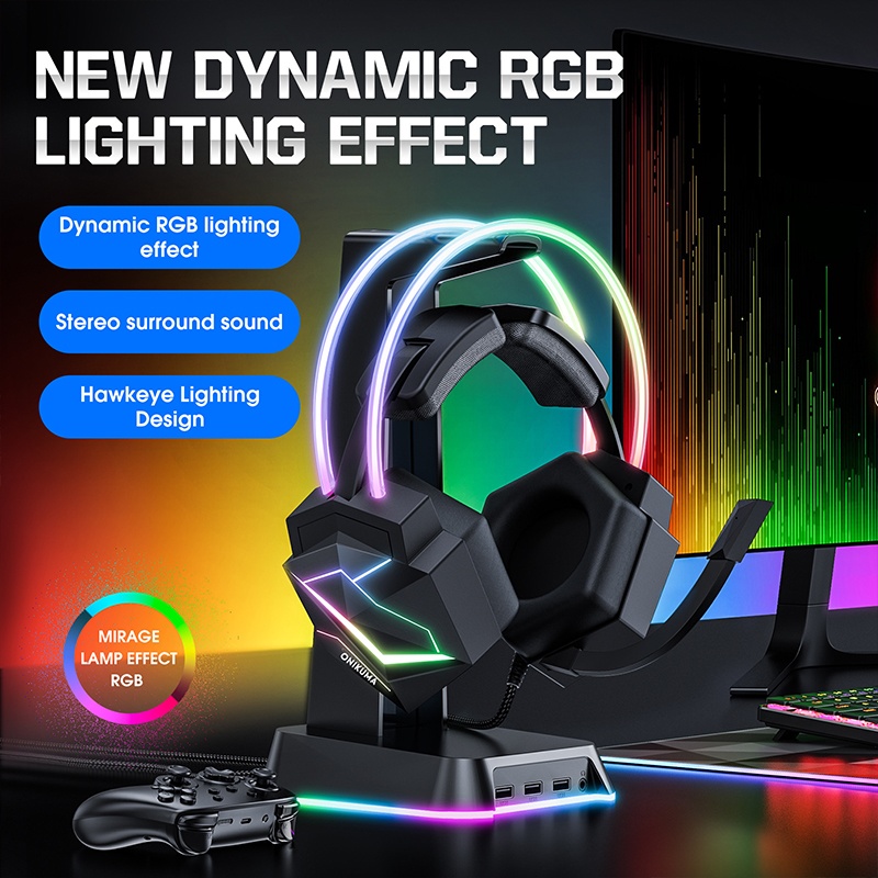 7.1 Surround Sound Headset Rgb Gaming Design 50mm Drivers 360° Noise Cancelling Mic Memory Foam Comfort For Pc Ps Xbox Gaming Headphones Wq16831736 Widq.com