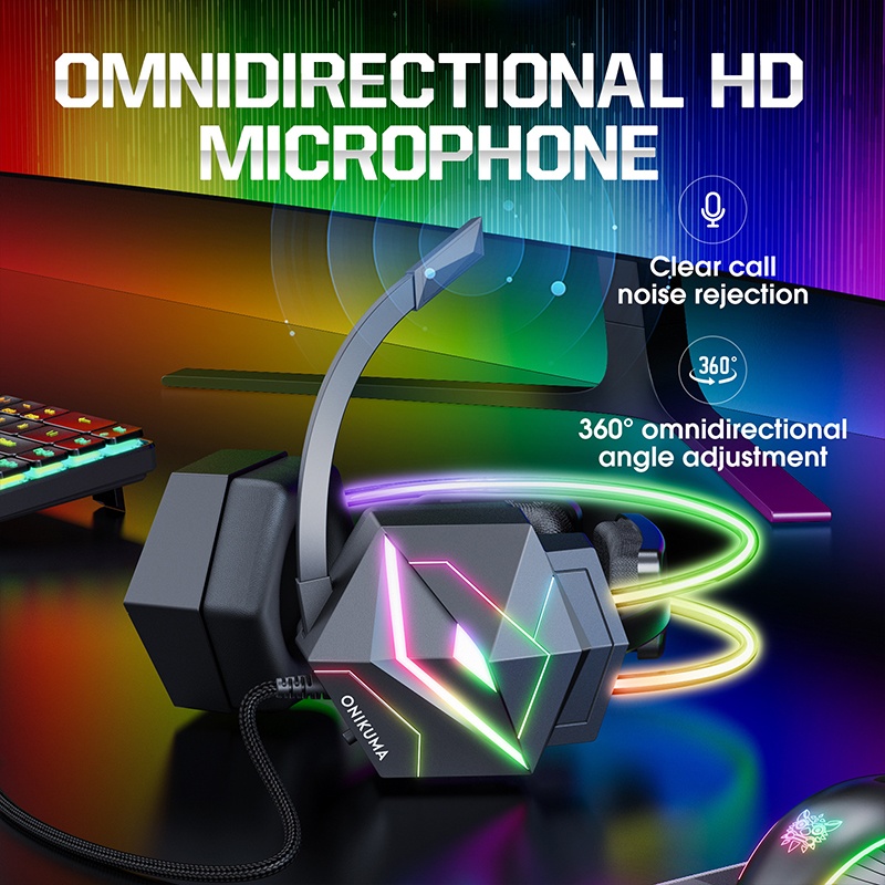 7.1 Surround Sound Headset Rgb Gaming Design 50mm Drivers 360° Noise Cancelling Mic Memory Foam Comfort For Pc Ps Xbox Gaming Headphones Wq16831736 Widq.com