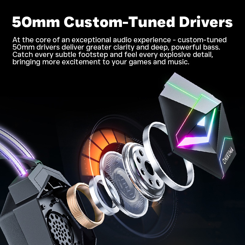 7.1 Surround Sound Headset Rgb Gaming Design 50mm Drivers 360° Noise Cancelling Mic Memory Foam Comfort For Pc Ps Xbox Gaming Headphones Wq16831736 Widq.com