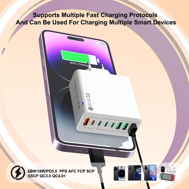 8 Port Usb Charger 4 Usb A+4 Usb C Fast Charging Pd25w Qc18w Compact Fireproof Multi Device Hub 8 In 1 Universal Travel Adapter Wq16831755 Widq.com