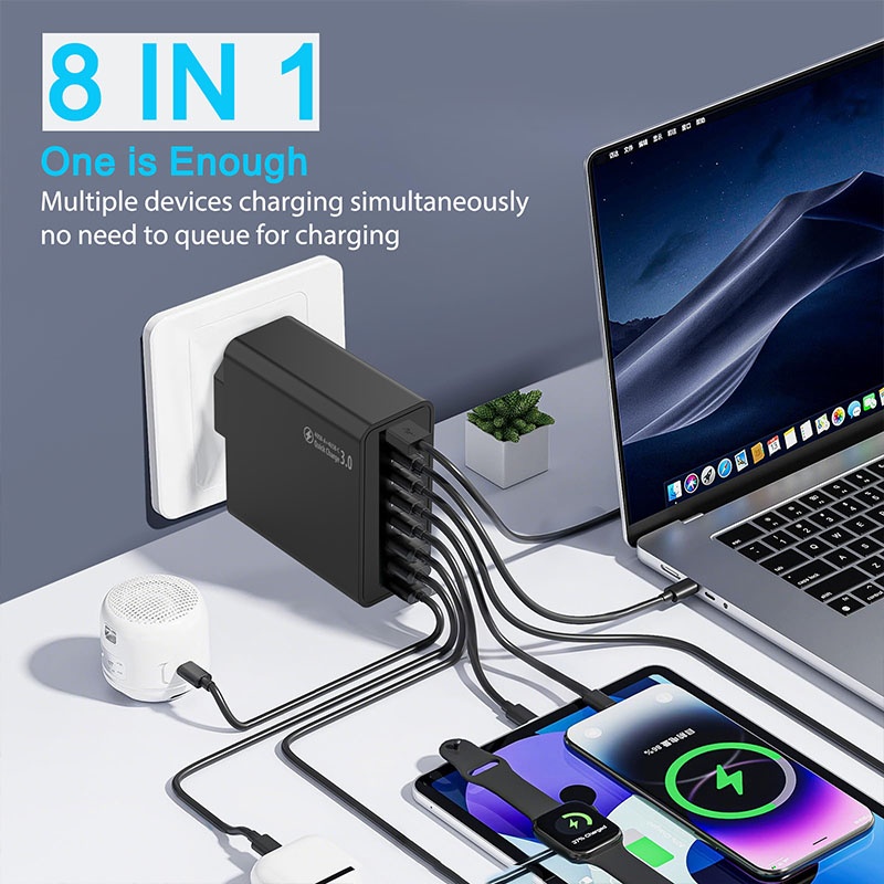 8 Port Usb Charger 4 Usb A+4 Usb C Fast Charging Pd25w Qc18w Compact Fireproof Multi Device Hub 8 In 1 Universal Travel Adapter Wq16831755 Widq.com