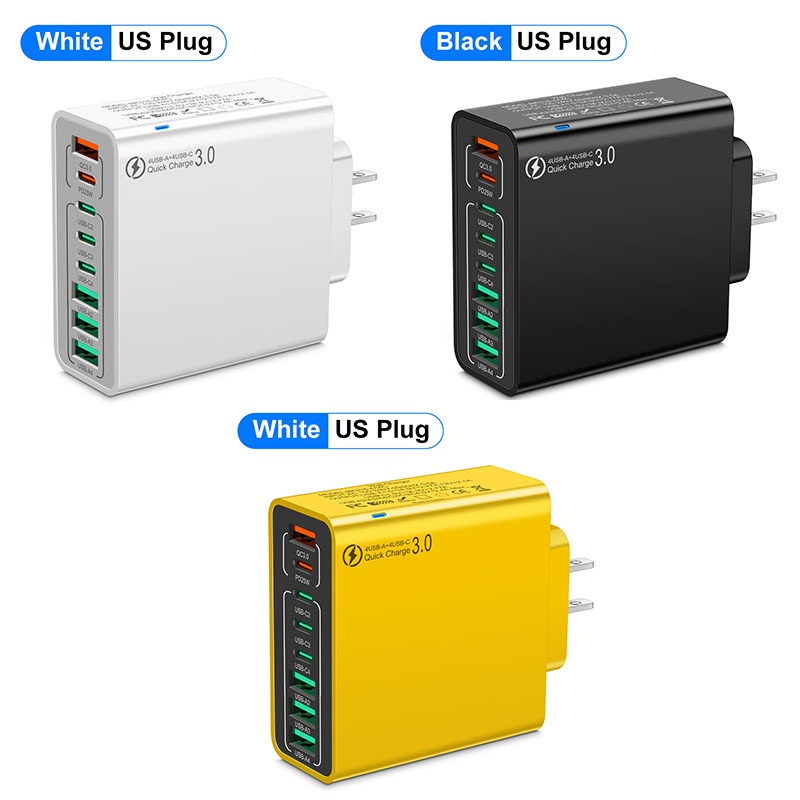 8 Port Usb Charger 4 Usb A+4 Usb C Fast Charging Pd25w Qc18w Compact Fireproof Multi Device Hub 8 In 1 Universal Travel Adapter Wq16831755 Widq.com