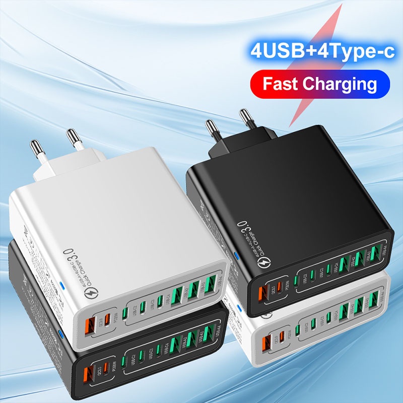 8 Port Usb Charger 4 Usb A+4 Usb C Fast Charging Pd25w Qc18w Compact Fireproof Multi Device Hub 8 In 1 Universal Travel Adapter Wq16831755 Widq.com