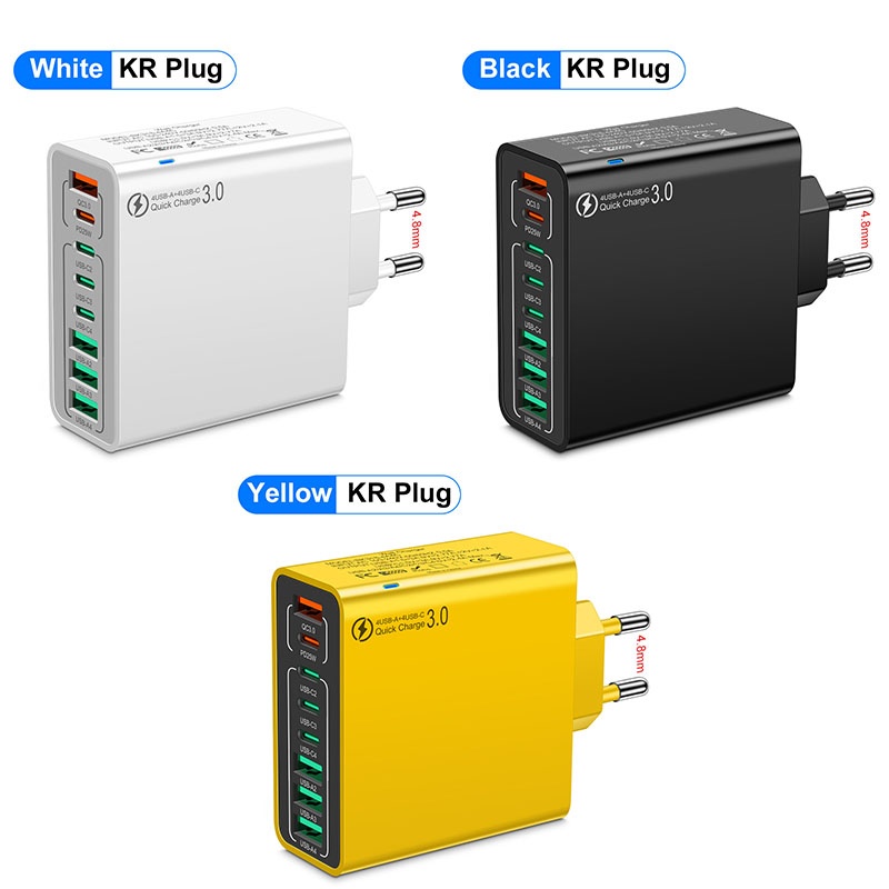 8 Port Usb Charger 4 Usb A+4 Usb C Fast Charging Pd25w Qc18w Compact Fireproof Multi Device Hub 8 In 1 Universal Travel Adapter Wq16831755 Widq.com