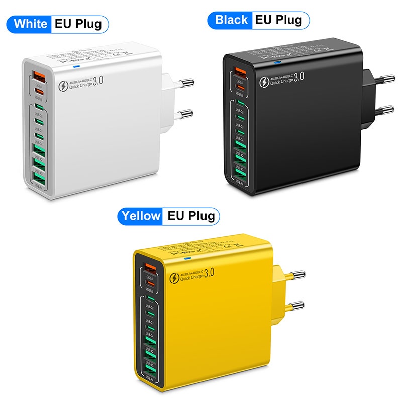8 Port Usb Charger 4 Usb A+4 Usb C Fast Charging Pd25w Qc18w Compact Fireproof Multi Device Hub 8 In 1 Universal Travel Adapter Wq16831755 Widq.com