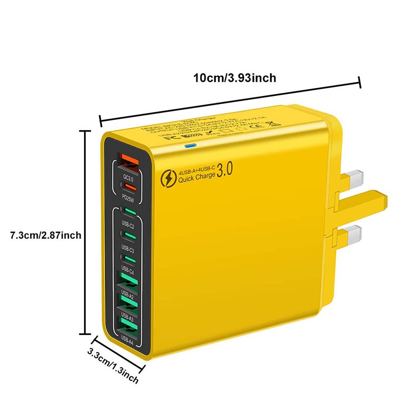 8 Port Usb Charger 4 Usb A+4 Usb C Fast Charging Pd25w Qc18w Compact Fireproof Multi Device Hub 8 In 1 Universal Travel Adapter Wq16831755 Widq.com
