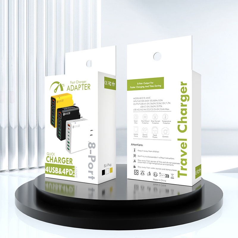 8 Port Usb Charger 4 Usb A+4 Usb C Fast Charging Pd25w Qc18w Compact Fireproof Multi Device Hub 8 In 1 Universal Travel Adapter Wq16831755 Widq.com