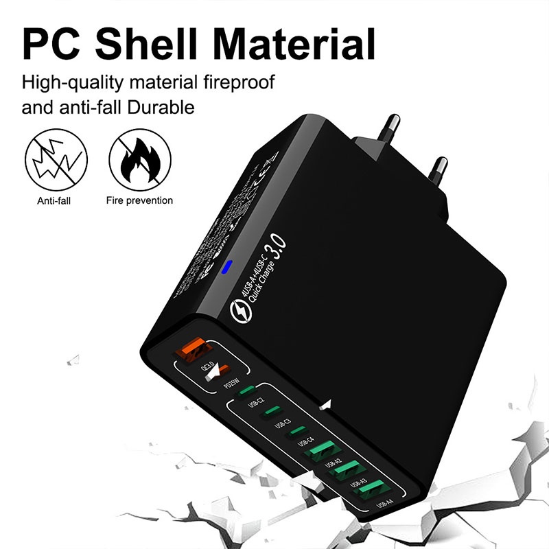 8 Port Usb Charger 4 Usb A+4 Usb C Fast Charging Pd25w Qc18w Compact Fireproof Multi Device Hub 8 In 1 Universal Travel Adapter Wq16831755 Widq.com