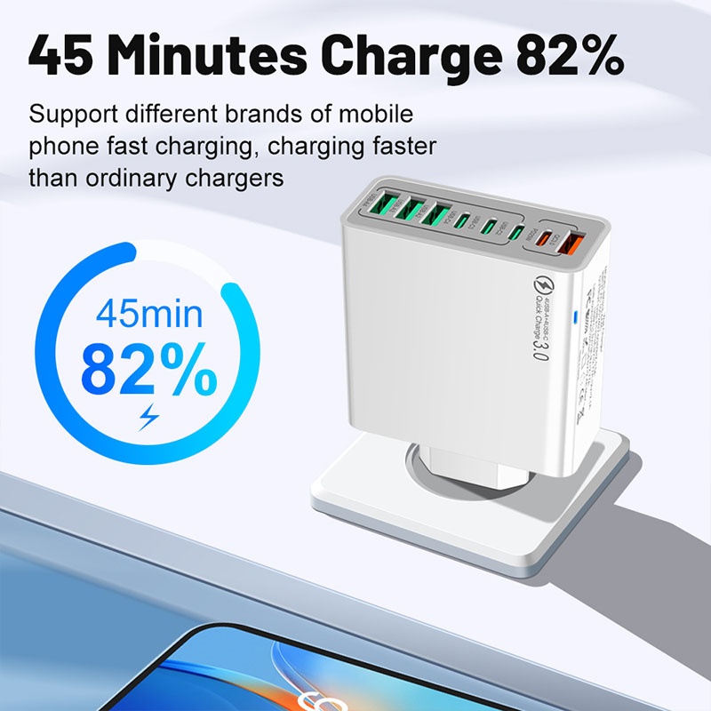 8 Port Usb Charger 4 Usb A+4 Usb C Fast Charging Pd25w Qc18w Compact Fireproof Multi Device Hub 8 In 1 Universal Travel Adapter Wq16831755 Widq.com