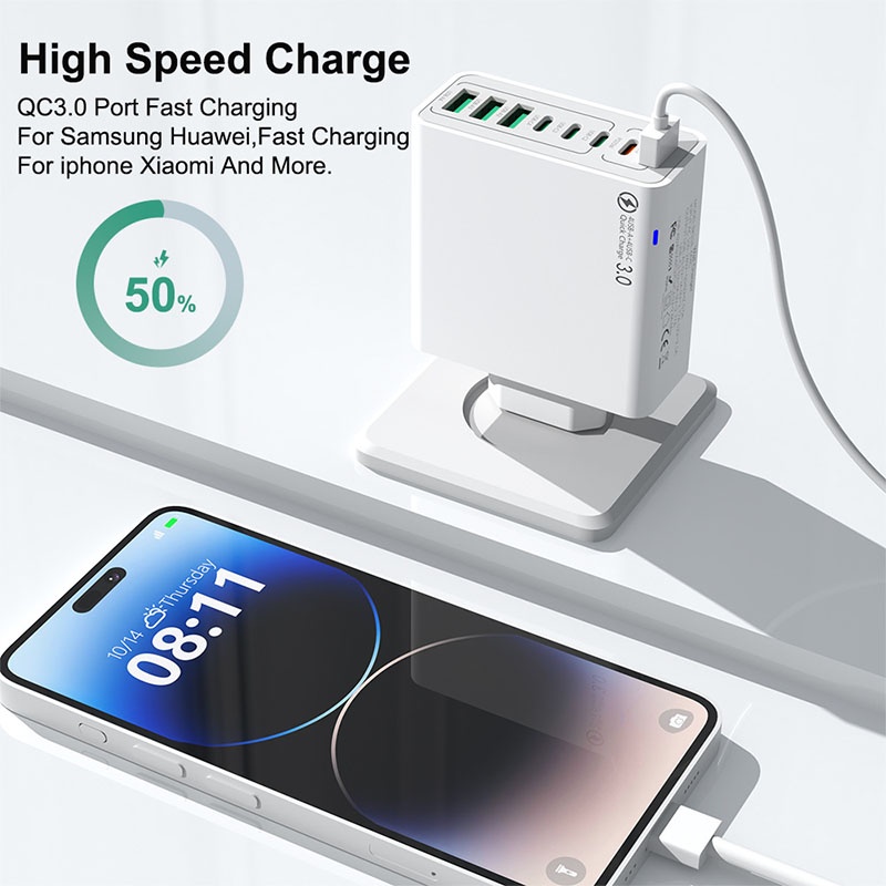 8 Port Usb Charger 4 Usb A+4 Usb C Fast Charging Pd25w Qc18w Compact Fireproof Multi Device Hub 8 In 1 Universal Travel Adapter Wq16831755 Widq.com