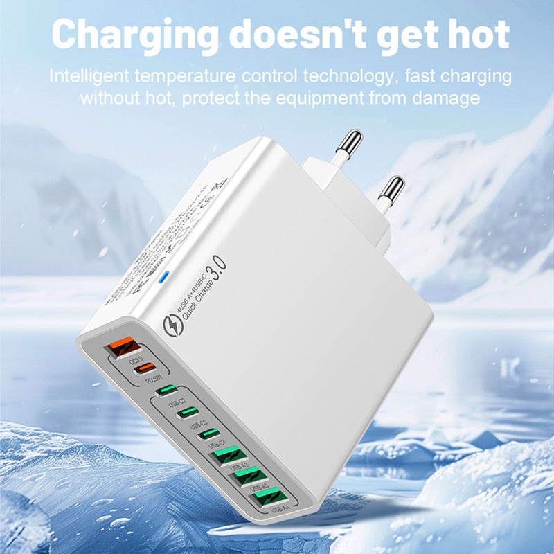 8 Port Usb Charger 4 Usb A+4 Usb C Fast Charging Pd25w Qc18w Compact Fireproof Multi Device Hub 8 In 1 Universal Travel Adapter Wq16831755 Widq.com