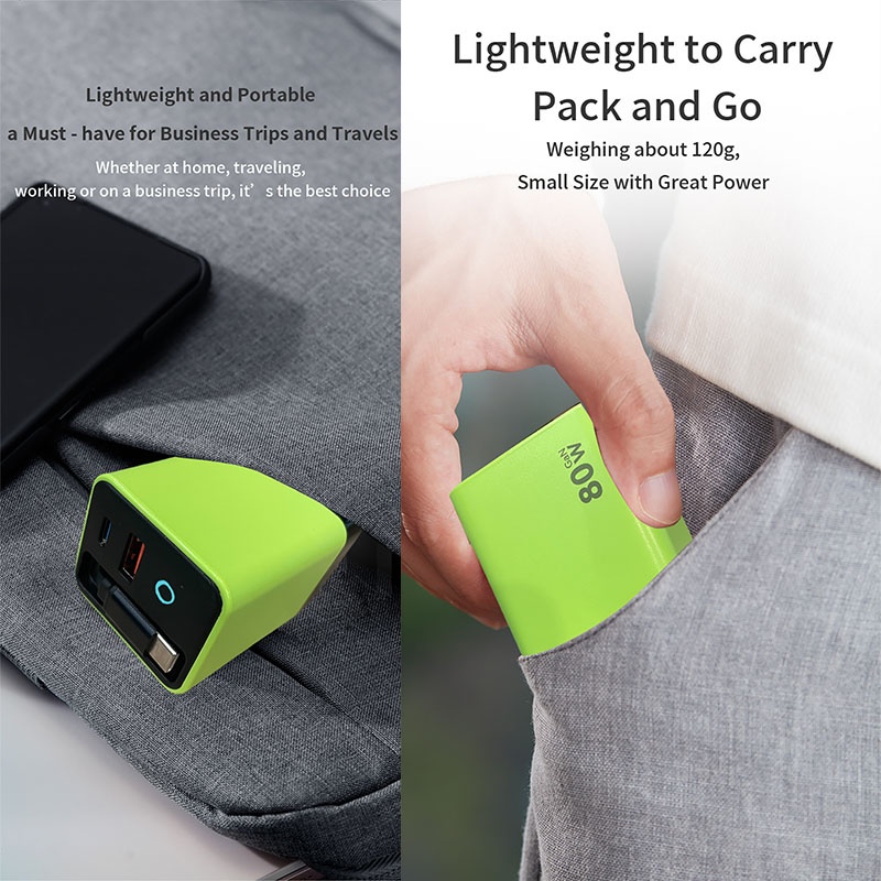 80w Gan Retractable Cable Charger Pd45w Fast Charge Built In 80cm Type C Pd Qc Pps 3 Port Compact Travel Adapter With Charging Light Usb Charger Wq16831757 Widq.com