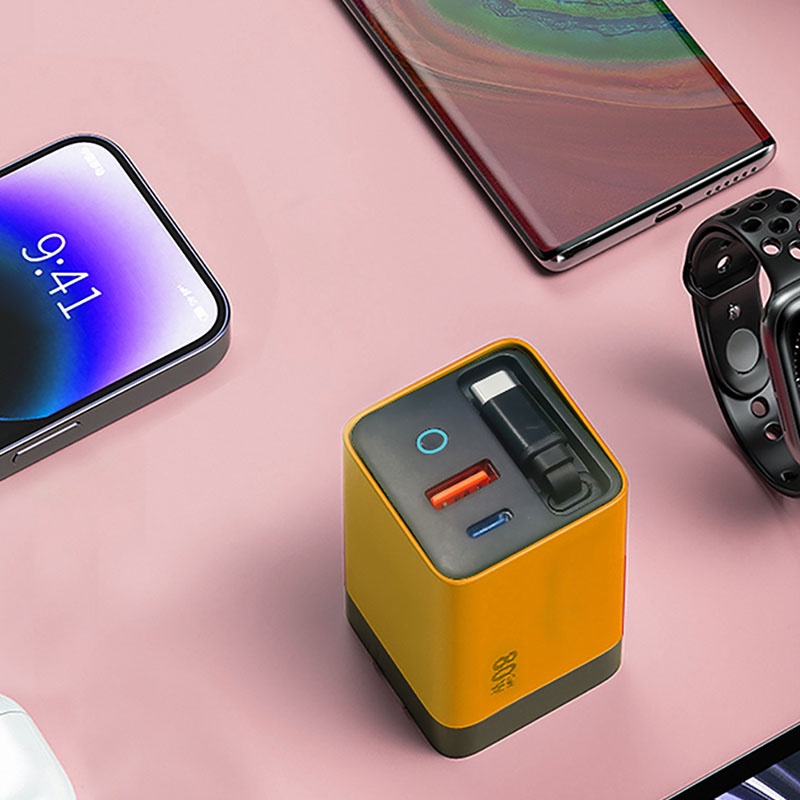 80w Gan Retractable Cable Charger Pd45w Fast Charge Built In 80cm Type C Pd Qc Pps 3 Port Compact Travel Adapter With Charging Light Usb Charger Wq16831757 Widq.com