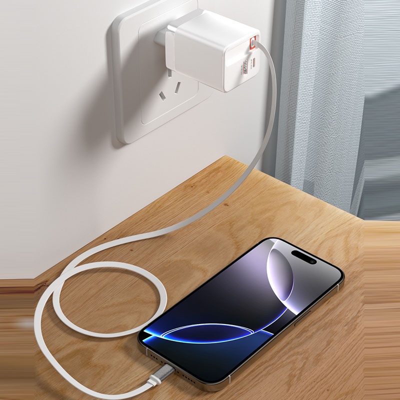 80w Gan Retractable Cable Charger Pd45w Fast Charge Built In 80cm Type C Pd Qc Pps 3 Port Compact Travel Adapter With Charging Light Usb Charger Wq16831757 Widq.com