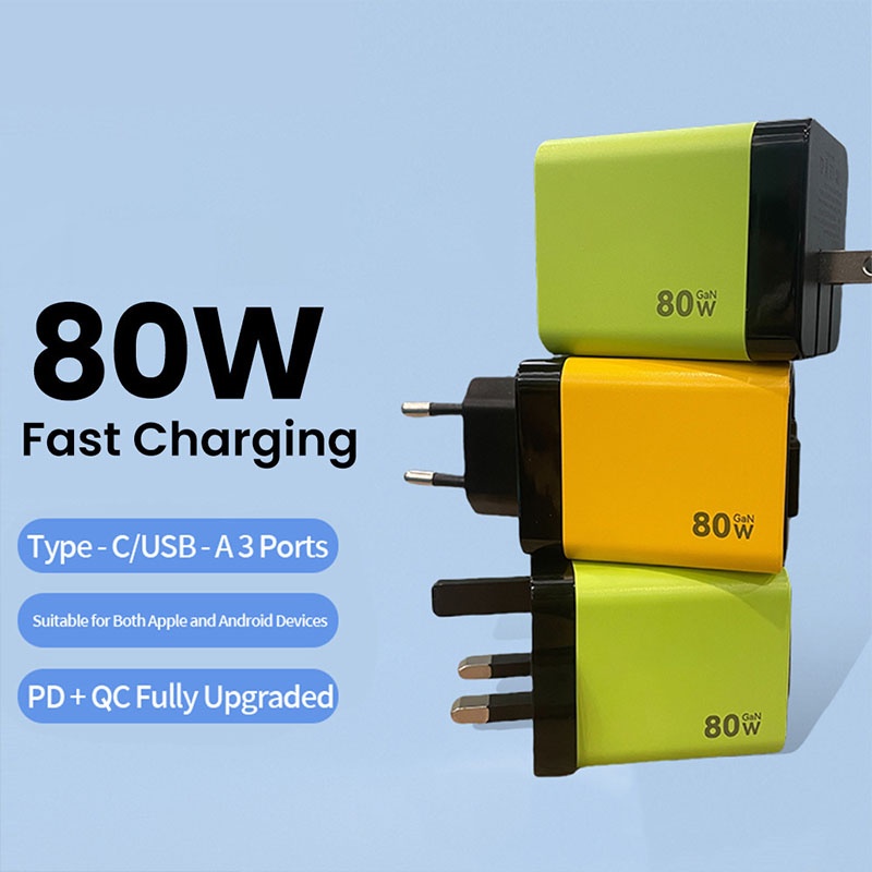 80w Gan Retractable Cable Charger Pd45w Fast Charge Built In 80cm Type C Pd Qc Pps 3 Port Compact Travel Adapter With Charging Light Usb Charger Wq16831757 Widq.com