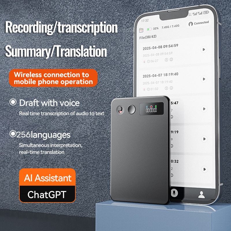 Ai Meeting Recorder Hd 6d Dual Mic Chatgpt Summaries Live Transcription 15 Hours Recording 500mah 8 256gb Magnetic Ios Android Voice Recorder Wq16831721 Widq.com