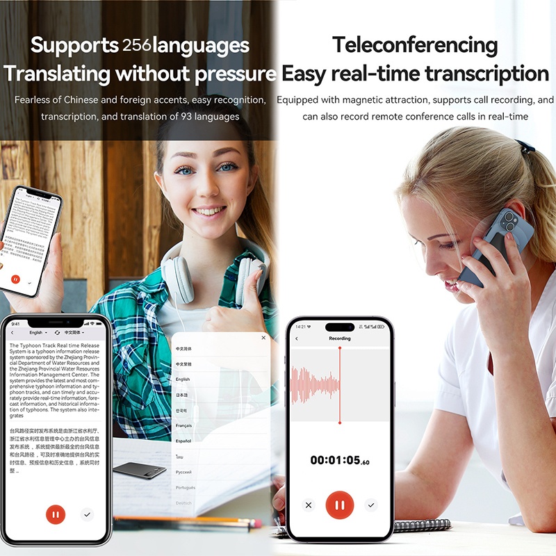 Ai Meeting Recorder Hd 6d Dual Mic Chatgpt Summaries Live Transcription 15 Hours Recording 500mah 8 256gb Magnetic Ios Android Voice Recorder Wq16831721 Widq.com