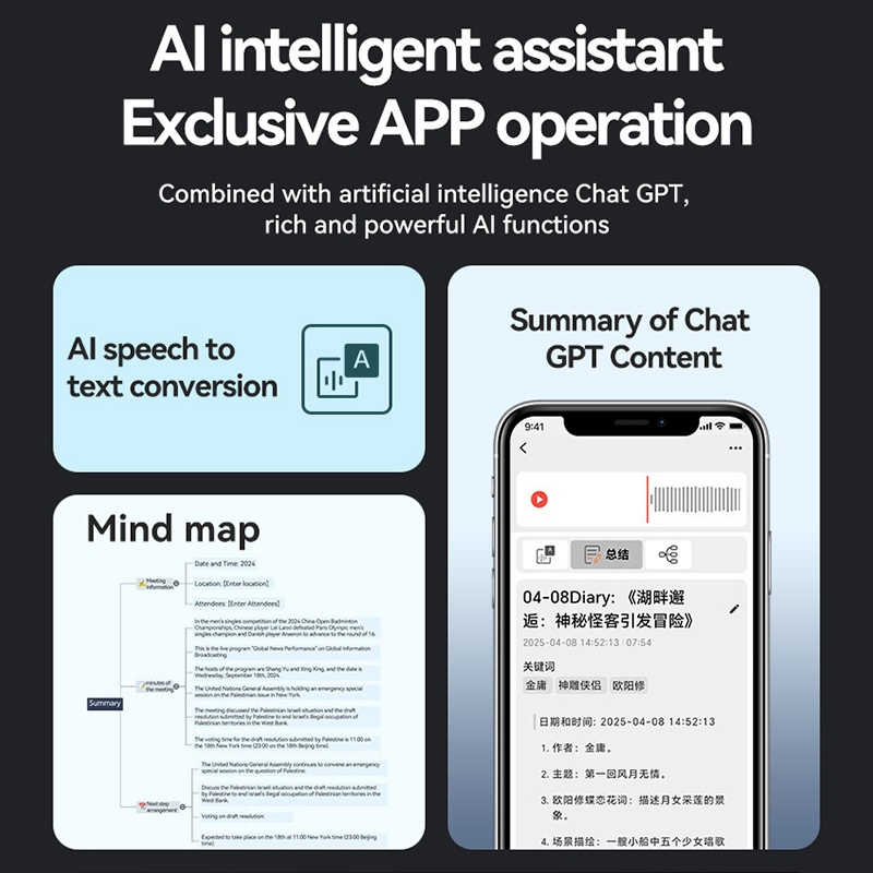 Ai Meeting Recorder Hd 6d Dual Mic Chatgpt Summaries Live Transcription 15 Hours Recording 500mah 8 256gb Magnetic Ios Android Voice Recorder Wq16831721 Widq.com