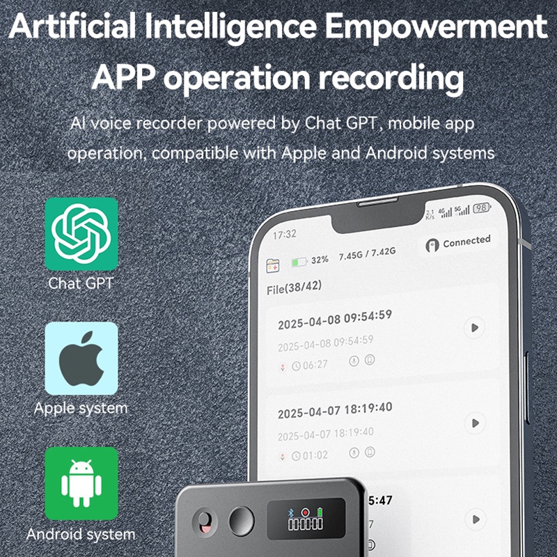Ai Meeting Recorder Hd 6d Dual Mic Chatgpt Summaries Live Transcription 15 Hours Recording 500mah 8 256gb Magnetic Ios Android Voice Recorder Wq16831721 Widq.com