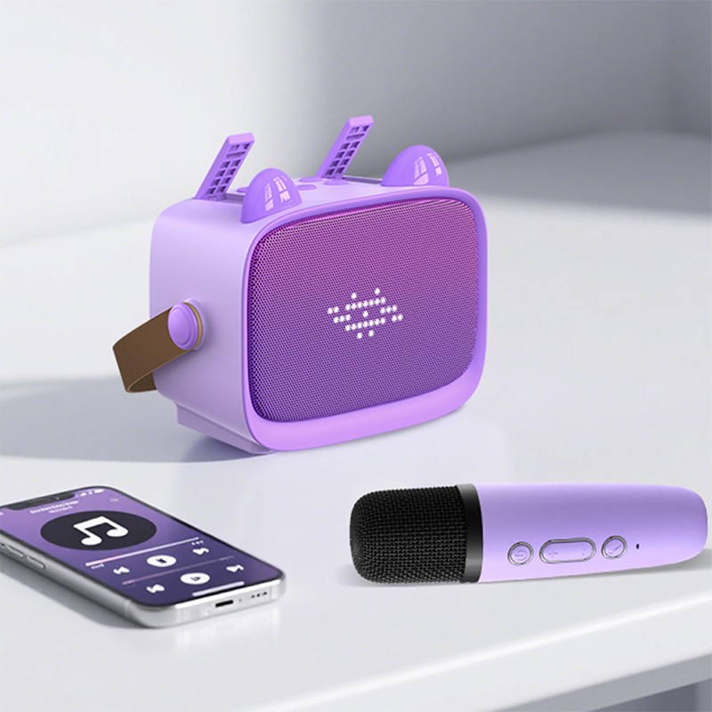 Bluetooth 5.3 Portable Karaoke Machine With Dual Mics Hifi Sound Effects Led Lights Mp3 Wav Tf Aux Playback 800mah Battery 3h 5w Kids Karaoke Speaker Wq16831650 Widq.com