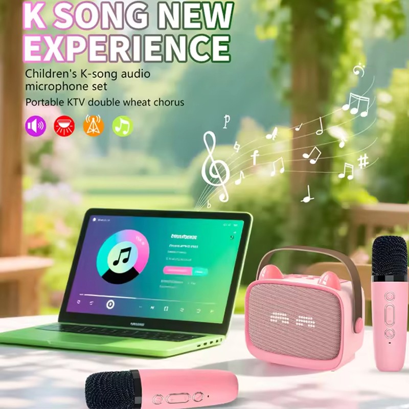 Bluetooth 5.3 Portable Karaoke Machine With Dual Mics Hifi Sound Effects Led Lights Mp3 Wav Tf Aux Playback 800mah Battery 3h 5w Kids Karaoke Speaker Wq16831650 Widq.com