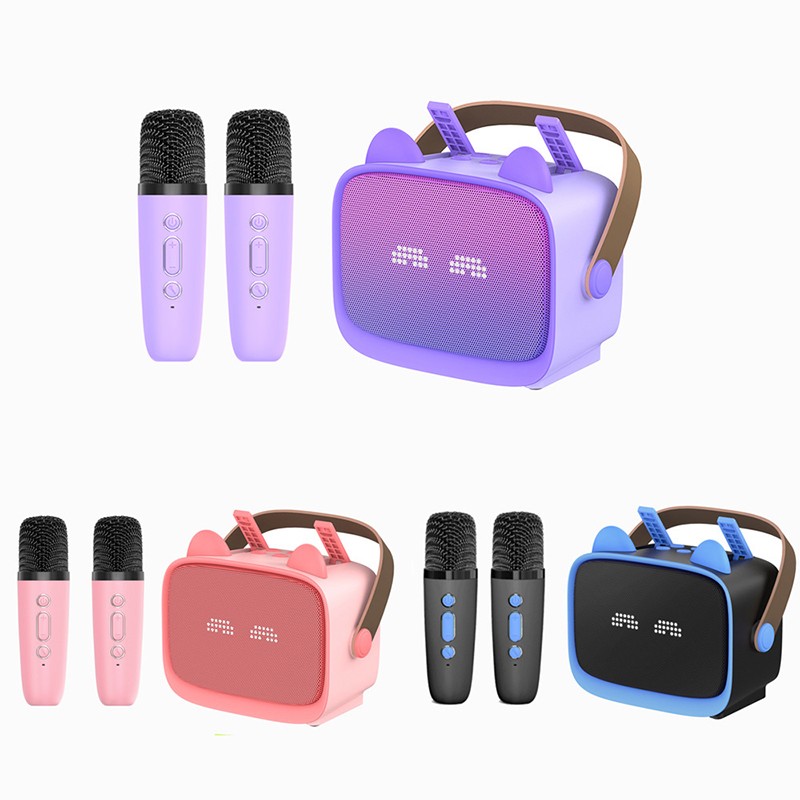 Bluetooth 5.3 Portable Karaoke Machine With Dual Mics Hifi Sound Effects Led Lights Mp3 Wav Tf Aux Playback 800mah Battery 3h 5w Kids Karaoke Speaker Wq16831650 Widq.com