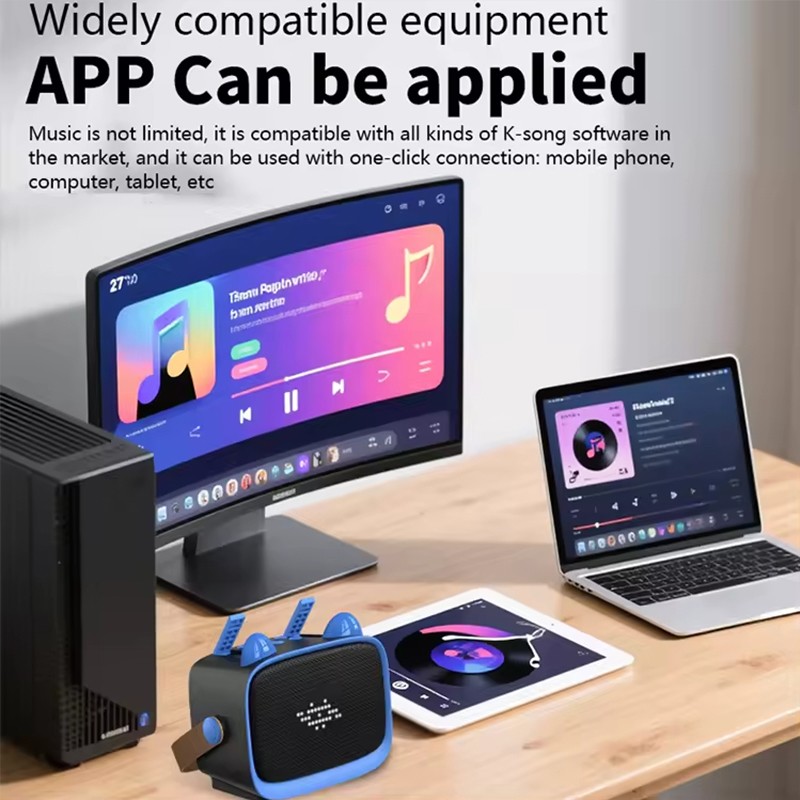 Bluetooth 5.3 Portable Karaoke Machine With Dual Mics Hifi Sound Effects Led Lights Mp3 Wav Tf Aux Playback 800mah Battery 3h 5w Kids Karaoke Speaker Wq16831650 Widq.com