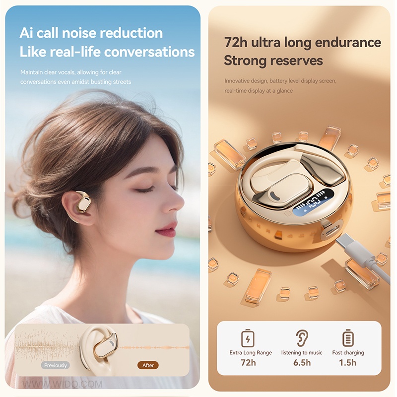 Bluetooth 5.4 Ai Translation Earbuds Open Ear Fit 144 Lang Real Time Low Latency Led Display 300mah 6 8h Playtime Enc Touch Ipx5 Wireless Earbuds Wq16831803 Widq.com