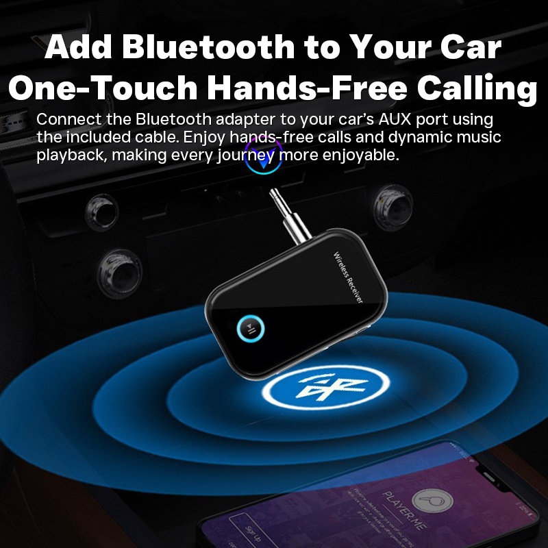 Car Aux Bluetooth Receiver Bluetooth 5.0 300mah 10h Playtime Dsp A2dp Cvc Hands Free Calling Auto Reconnect Voice Control Wireless Audio Receiver Wq16831780 Widq.com