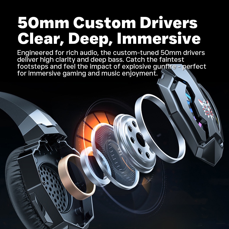 Noise Cancelling Gaming Headset Rgb Lights 50mm Hi Fi Drivers Virtual Surround Sound Omnidirectional Mic Ergonomic Fit Gaming Headphones Wq16831747 Widq.com