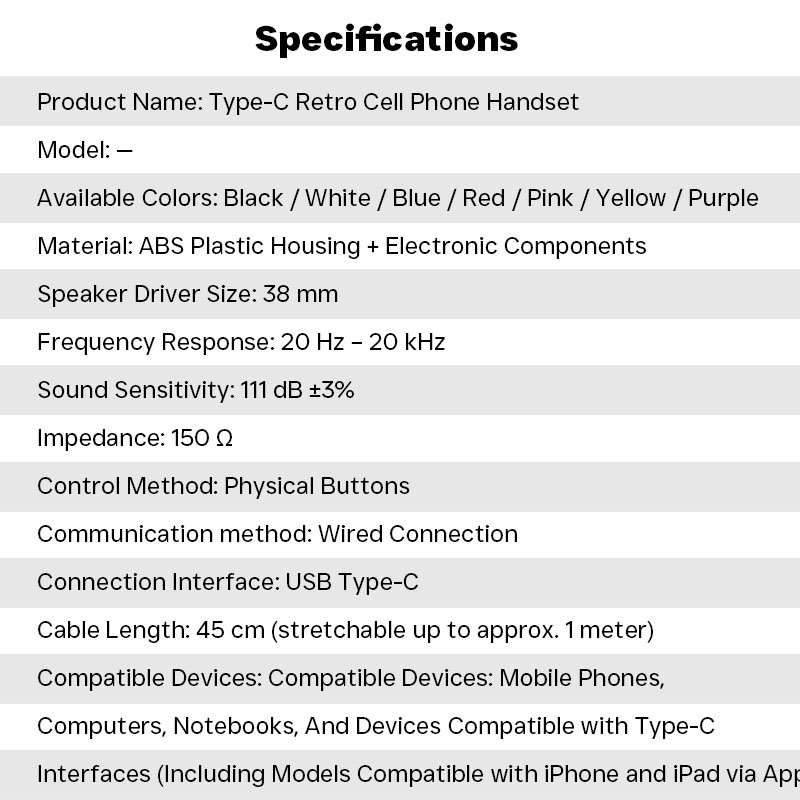 Popular Retro Cell Phone Handset Universal Type C Wired Phone Receiver Radiation Reducing Design Plug And Play Usb C Vintage Phone Handset Wq16831792 Widq.com