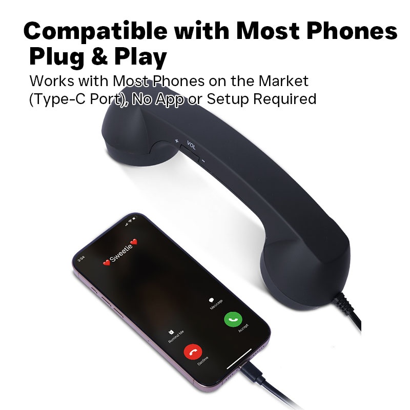 Popular Retro Cell Phone Handset Universal Type C Wired Phone Receiver Radiation Reducing Design Plug And Play Usb C Vintage Phone Handset Wq16831792 Widq.com