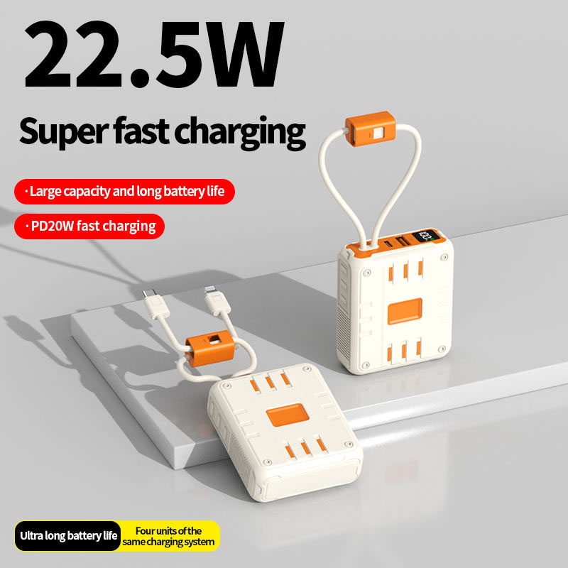Portable Power Bank With Built In Cables 10000 20000 30000mah Battery Pd 20w 22.5w Fast Charging 8 Pin Type C Compatible Led Display Portable Charger Wq16831794 Widq.com