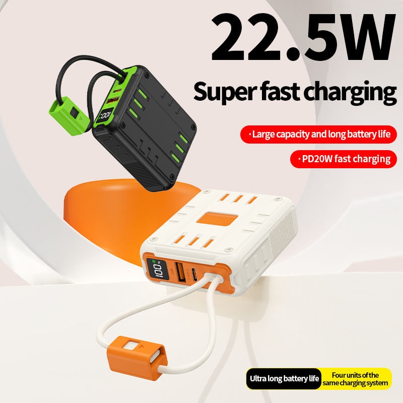 Portable Power Bank With Built In Cables 10000 20000 30000mah Battery Pd 20w 22.5w Fast Charging 8 Pin Type C Compatible Led Display Portable Charger Wq16831794 Widq.com