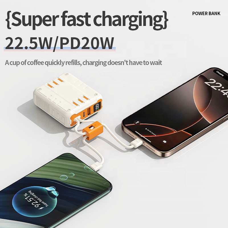 Portable Power Bank With Built In Cables 10000 20000 30000mah Battery Pd 20w 22.5w Fast Charging 8 Pin Type C Compatible Led Display Portable Charger Wq16831794 Widq.com