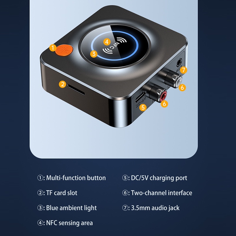 Smart Nfc Bluetooth Receiver One Touch Nfc Pairing Bluetooth 5.1 Tf Card Aux Coax Output Lossless Sound Car Wireless Audio Adapter Wq16831783 Widq.com