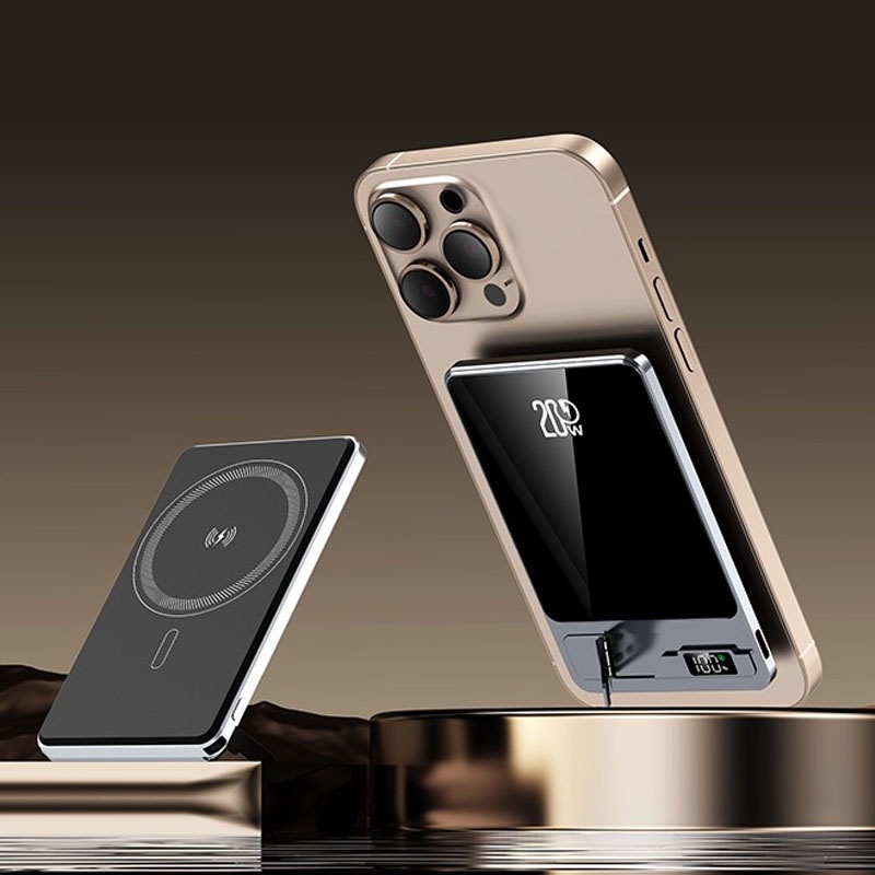 Ultra Thin Magnetic Wireless Power Bank With Stand 10000mah 5000mah Aluminum Design Led Display 20w Pd Fast Charging 15w Magnetic Wireless Charger Wq16831795 Widq.com