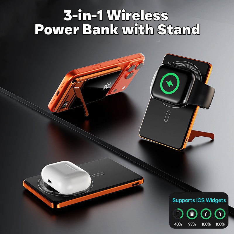 Ultra Thin Magnetic Wireless Power Bank With Stand 10000mah 5000mah Aluminum Design Led Display 20w Pd Fast Charging 15w Magnetic Wireless Charger Wq16831795 Widq.com