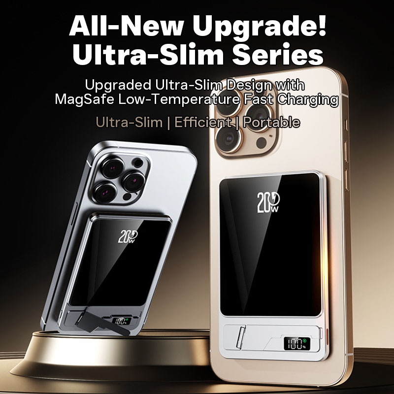 Ultra Thin Magnetic Wireless Power Bank With Stand 10000mah 5000mah Aluminum Design Led Display 20w Pd Fast Charging 15w Magnetic Wireless Charger Wq16831795 Widq.com