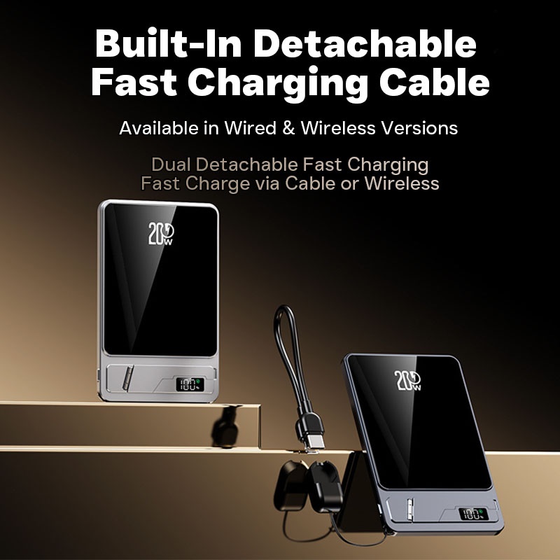 Ultra Thin Magnetic Wireless Power Bank With Stand 10000mah 5000mah Aluminum Design Led Display 20w Pd Fast Charging 15w Magnetic Wireless Charger Wq16831795 Widq.com