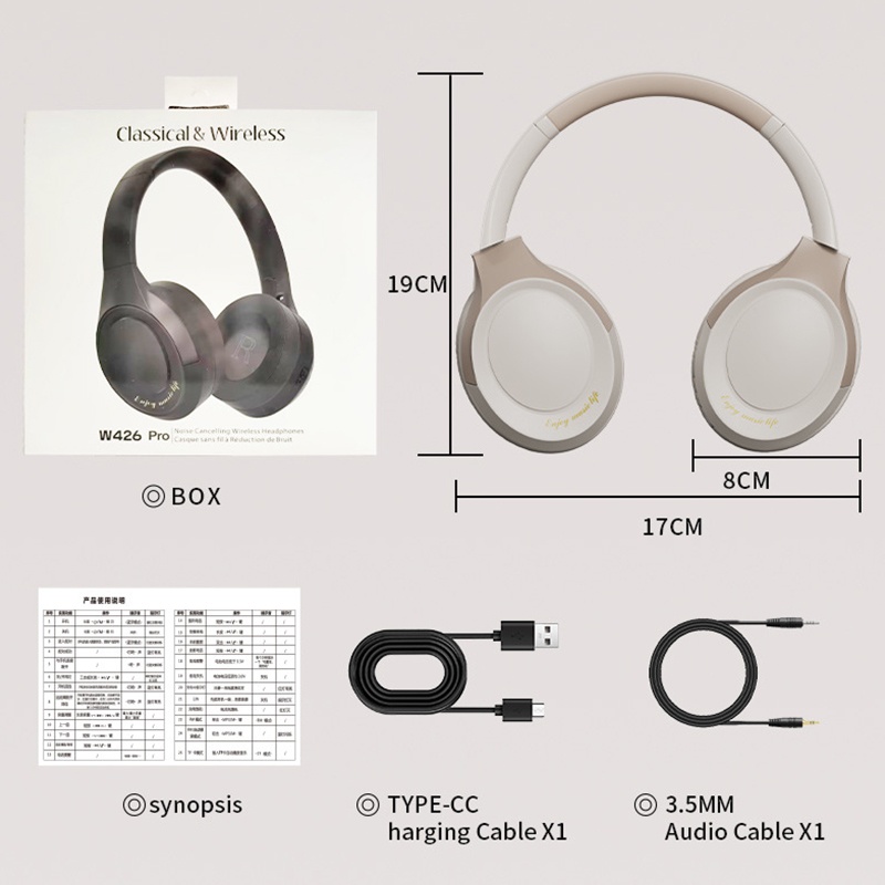 Wireless Bluetooth Headphones With Hi Fi 40mm Drivers Anc Foldable Over Ear 20h Playtime 200mah Battery Bluetooth 5.4 Cordless Headset Wq16831733 Widq.com